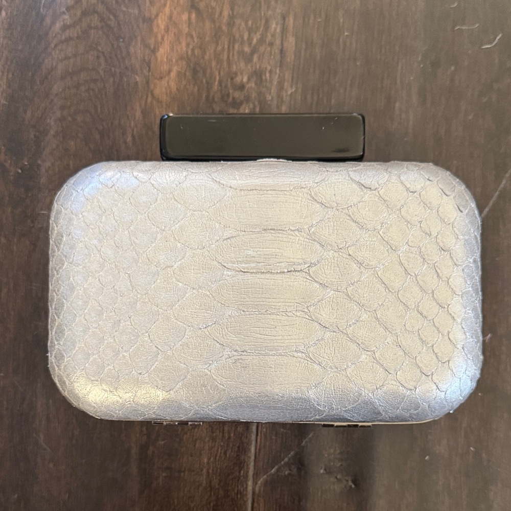 Elisabeth Weinstock Silver Snakeskin Clutch